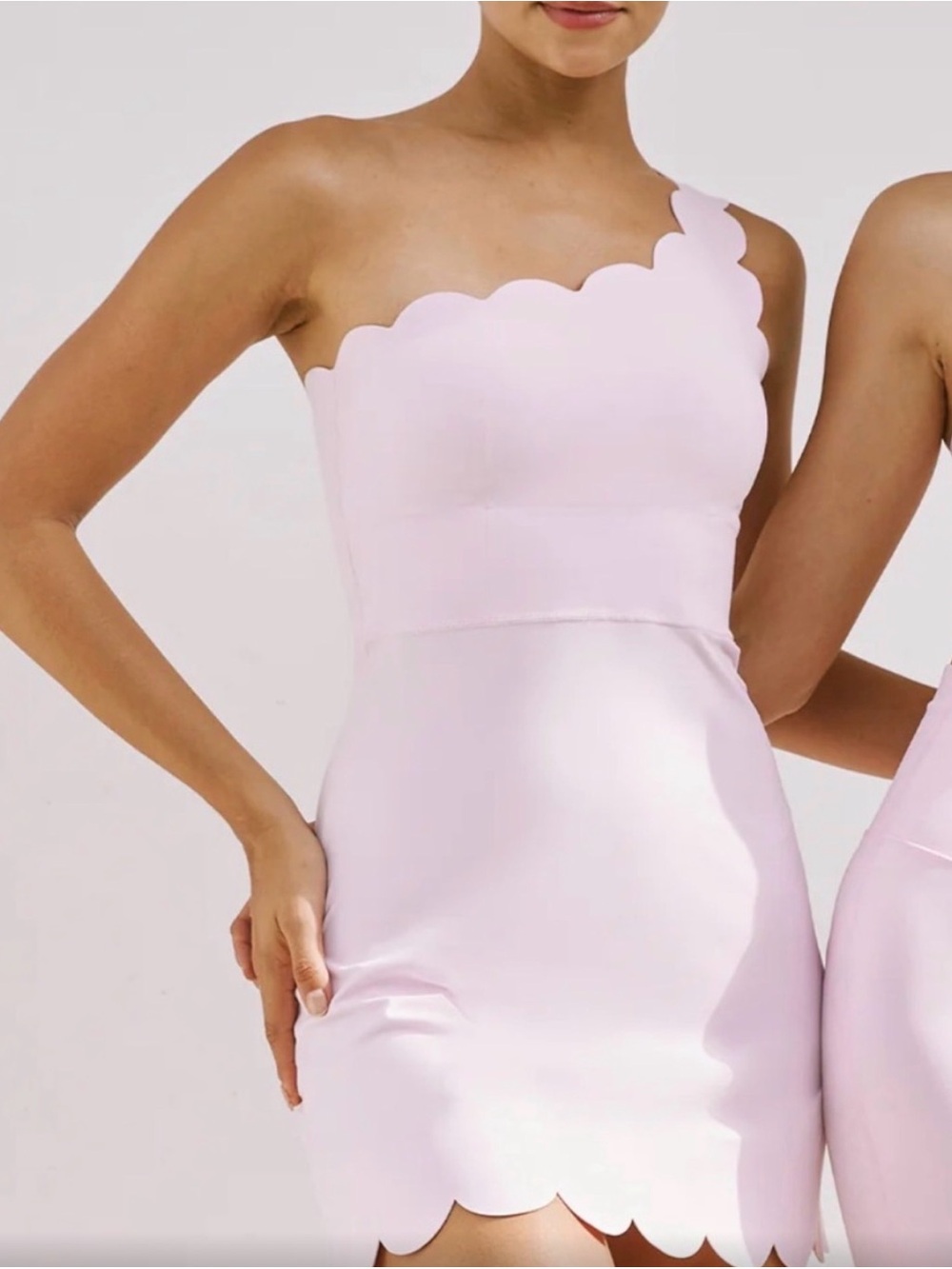 Wiskii one shoulder dynamic dress in ballet blush